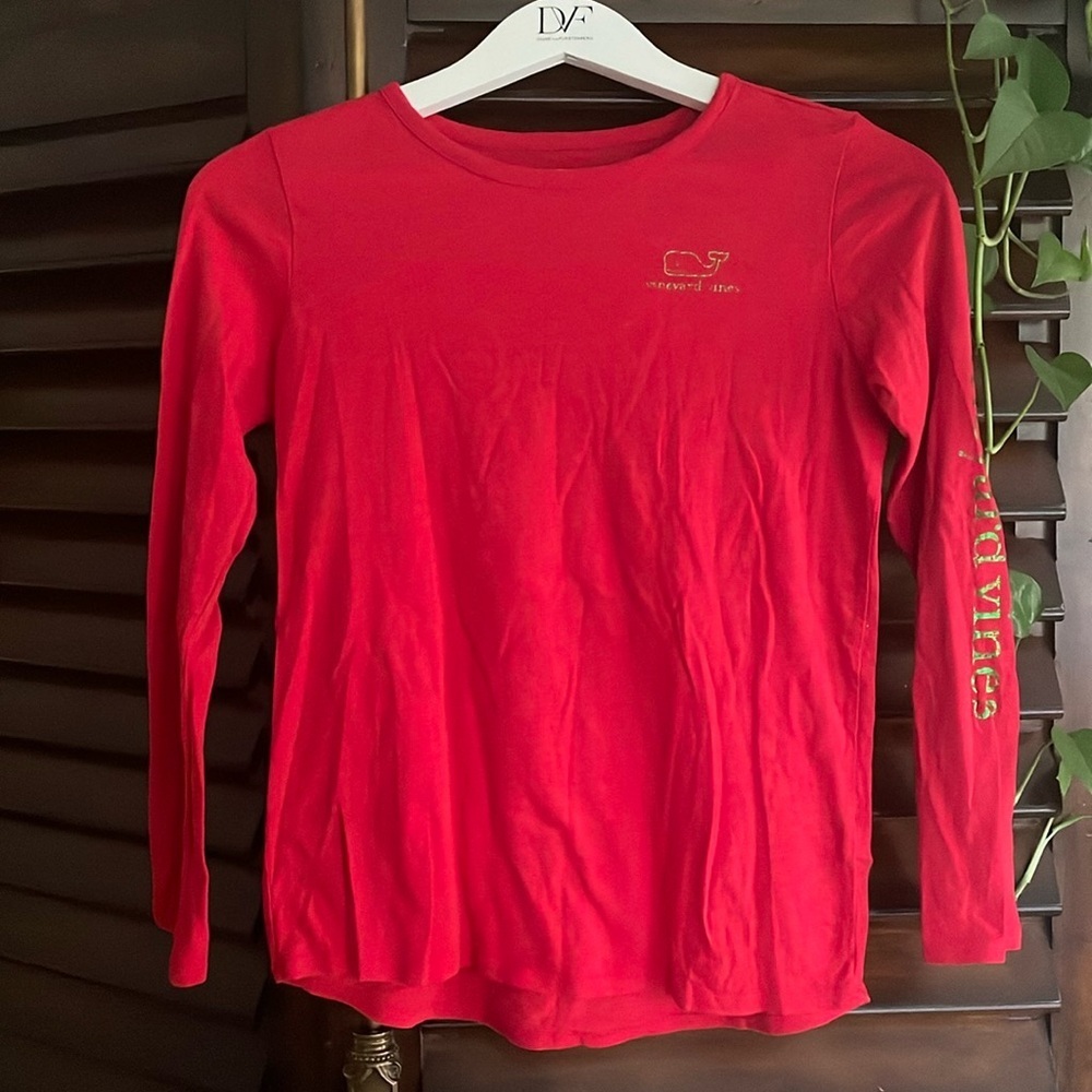 Vineyard Vines Christmas Girls Foil Whale Logo top 14 Large